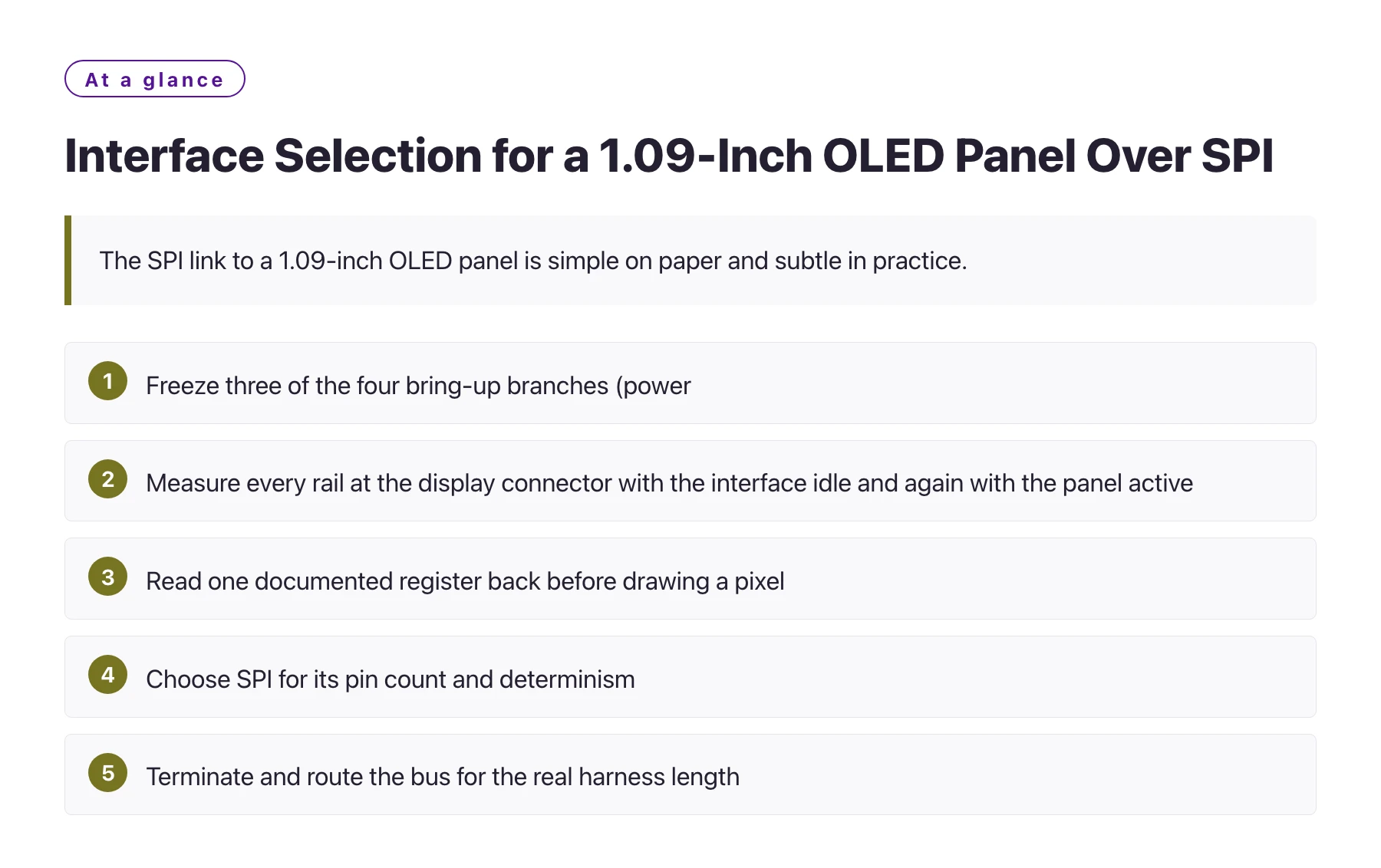 Interface Selection for a 1.09-Inch OLED Panel Over SPI——全文要点速览