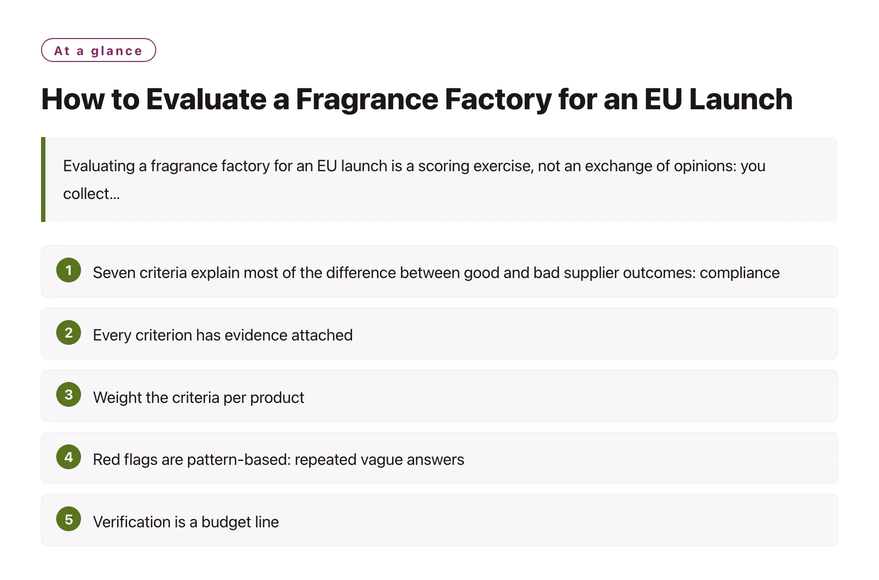 How to Evaluate a Fragrance Factory for an EU Launch——全文要点速览